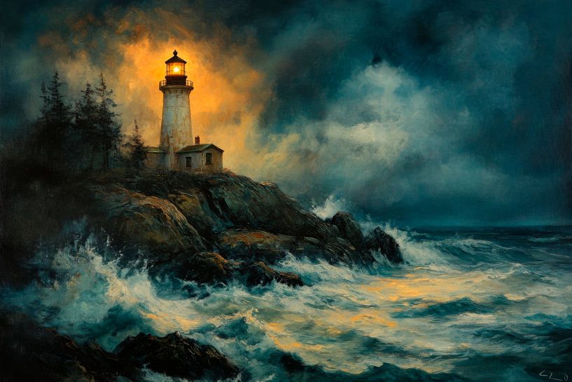 Lighthouse night by Poster Art Shop
