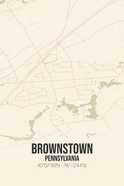 Alte Karte von Brownstown (Pennsylvania), USA. von Ortsdrucke