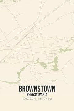 Vintage landkaart van Brownstown (Pennsylvania), USA. van Rezona