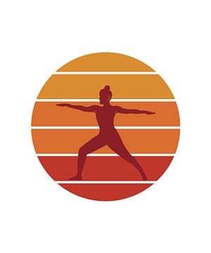 Yoga silhouet vrouw tegen zonnige achtergrond IV van ArtDesign by KBK