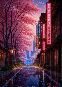 Anime Japon Tokyo Street Cityscape Cherry Blossom Sakura