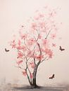 Blossom with butterflies, Japandi by Caroline Guerain thumbnail