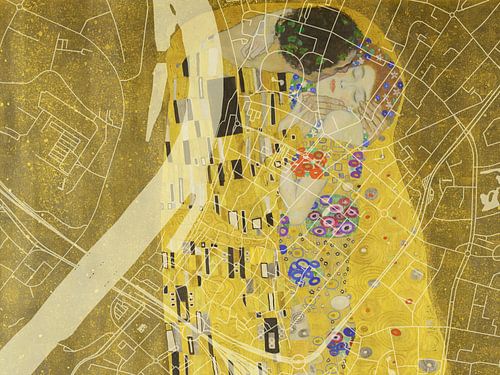 Kaart van Venlo Centrum met de Kus van Gustav Klimt