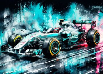Mercedes AMG Formula One Watercolor by MIROKKU