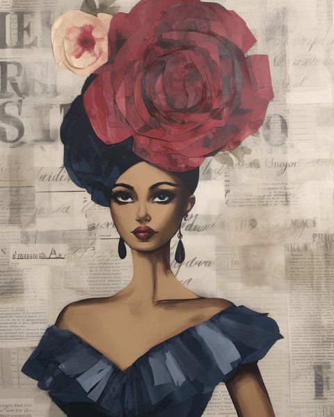 Mixed media, digital art portret van Studio Allee