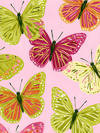 Vlinders in roze en groene tinten
