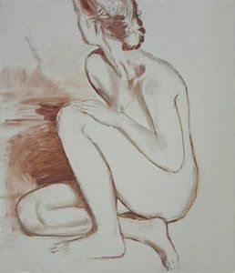 Femme accroupie, nue sexy, Hubertine Heijermans sur Atelier Liesjes