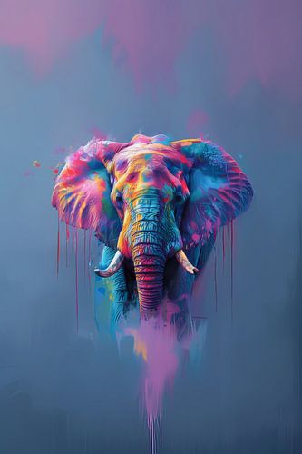 Bunte Majestät - Elefant in abstrakter Explosion