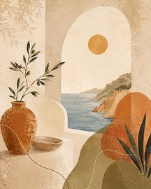 Mediterranean Horizon IV – Organic Coastal Abstract Wall Decor by Dodik Hariyono