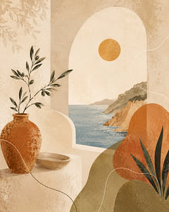 Mediterranean Horizon IV – Organic Coastal Abstract Wall Decor