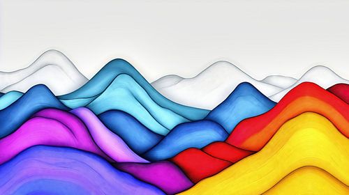 Paysage de montagne surréaliste et coloré