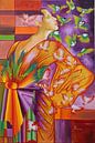 Geisha met vogels van Irina Corduban thumbnail