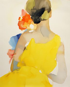 Modern portret, aquarel van Carla Van Iersel