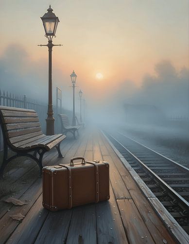 De vervagende gloed van de zonsopgang bij het verlaten perron