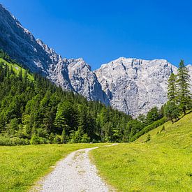 Landscape with hiking trail in the Rißtal valley near the Eng Alm in Austria by Rico Ködder