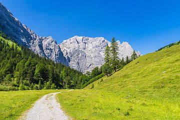 Landscape with hiking trail in the Rißtal valley near the Eng Alm in Austria by Rico Ködder