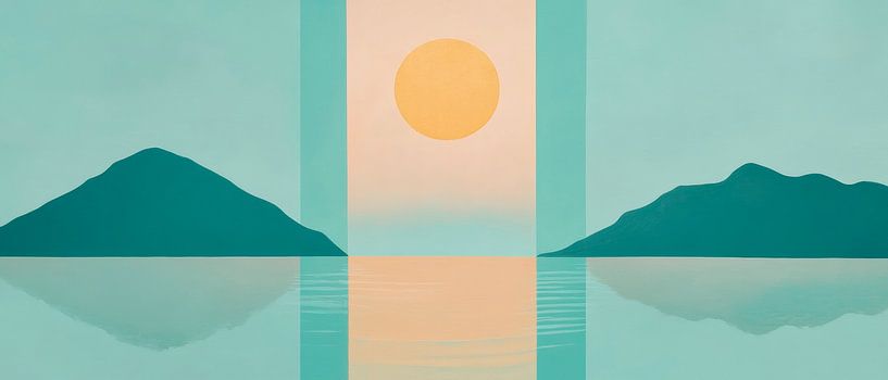 Mountain silhouette in a gentle play of colours by Poster Art Shop