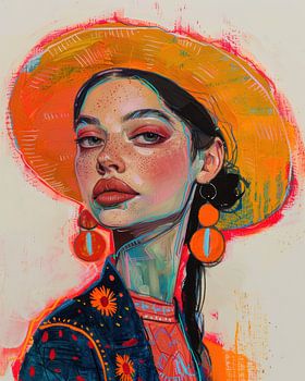 Señorita portrait with orange hat