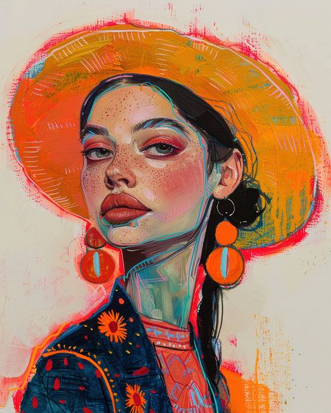 Señorita portrait with orange hat by Digatelier