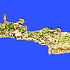 Het eiland Kreta in Griekenland van bovenaf gemengde technieken van Werner Lehmann