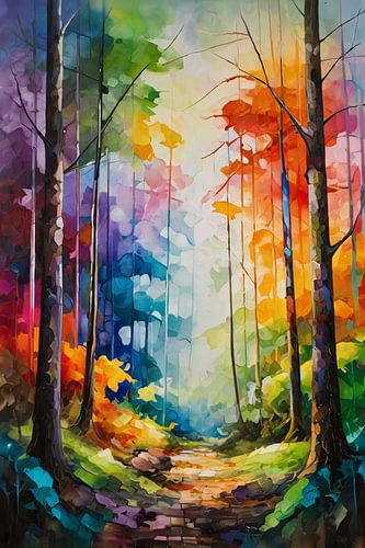 Kleurrijk abstract bos met pad
