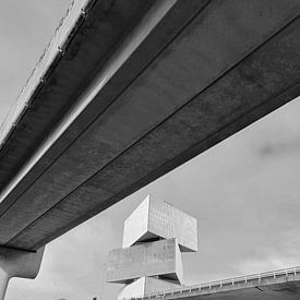 View of Nhow hotel Amsterdam between metro and highway by Romuald van Velde