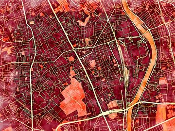 Kaart van Vitry-sur-Seine in de stijl 'Amber Autumn' van Maporia