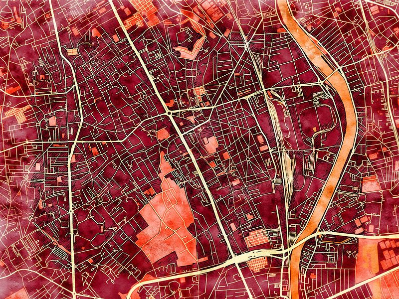 Kaart van Vitry-sur-Seine in de stijl 'Amber Autumn' van Maporia
