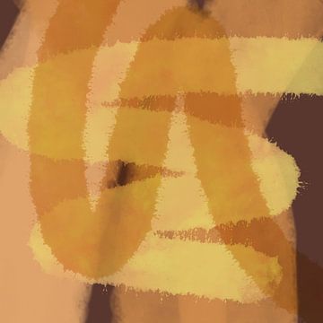 Abstracte lijnen en vormen in geel, oker, bruin