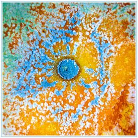 compositie in blauw, groen, wit en oranje van Shop bij Rob