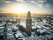 Zwolle tijdens een koude winterochtend van bovenaf gezien van Sjoerd van der Wal Fotografie thumbnail