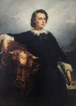 Porträt von Rosa Bonheur mit einem Stier, Édouard-Louis Dubufe