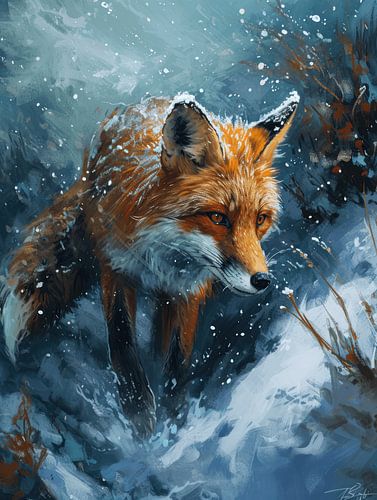 Winter Whisper - Fox in Snowstorm