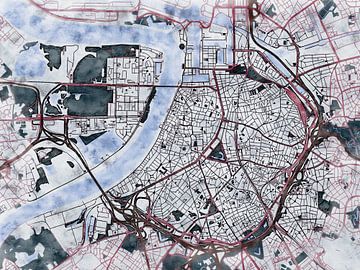 Kaart van Antwerpen in de stijl 'White Winter' van Maporia
