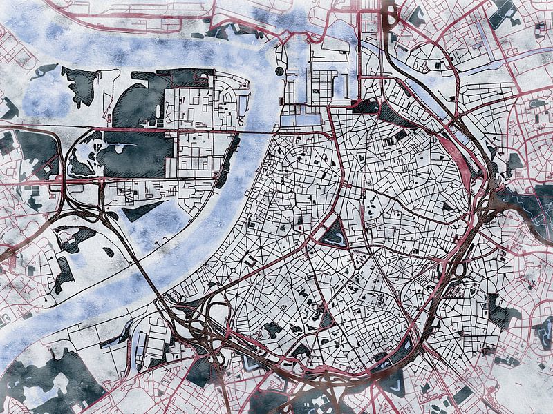 Map of Antwerpen with the style 'White Winter' by Maporia