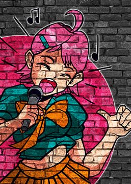Anime manga zingen en kleurrijk van KalliDesignShop