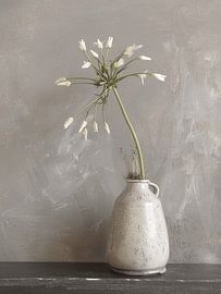 Nature morte d'un vase avec une fleur blanche sur Japandi Art Studio