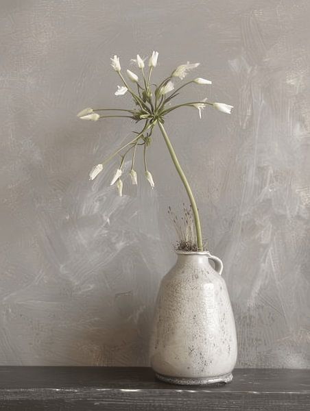 Still life of a vase with white flower by Japandi Art Studio