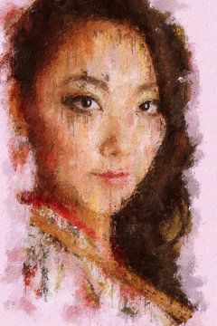 Portret van een Aziatisch model (schilderij) van Art by Jeronimo