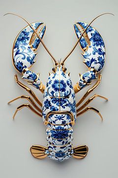 Lobster Luxe - Delfts Blauw met Goud op zacht saliegroen van Marianne Ottemann - OTTI