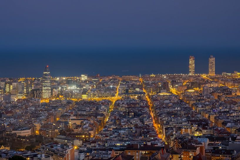 Barcelona bij nacht van Detlef Hansmann Photography