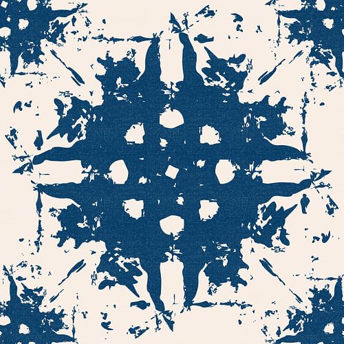 Shibori of tie dye vintage geïnspireerd patroon in blauw en beige 3