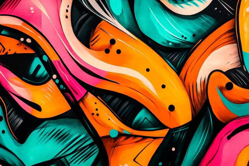 Farbenfrohe Abstraktion in Wellenlinien von Poster Art Shop