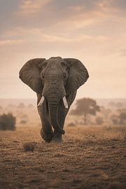 Majestic African Elephant at Sunset – Fine Art Wildlife Photography by Design Wall Arts