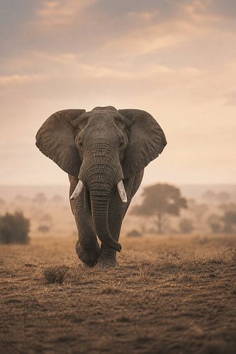 Majestueux éléphant d'Afrique au coucher du soleil – Photographie animalière d'art