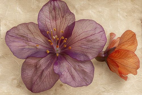 Paarse bloem met vintage achtergrond