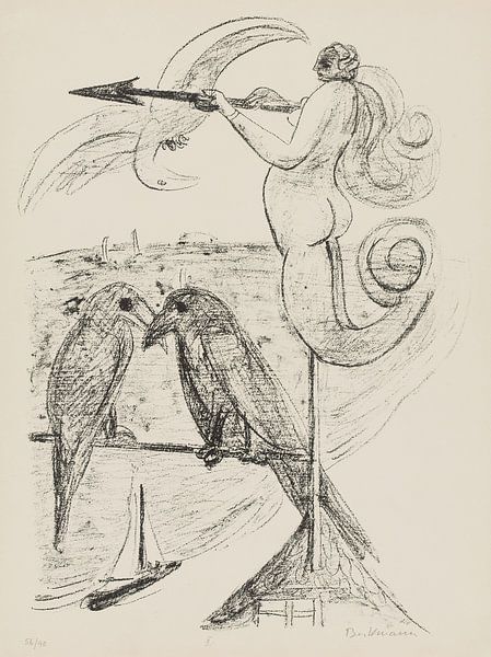 Max Beckmann - Windwijzer (1946) van Peter Balan