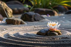 Serene waterlelie in zen-tuin met zand van Imperial Art House