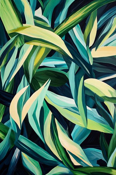 Grüne Blätter – Abstrakte Komposition von Poster Art Shop