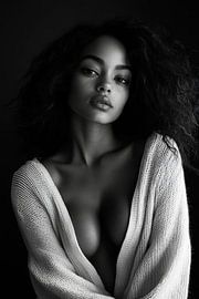 Black and white portrait of a woman with style by Poster Art Shop